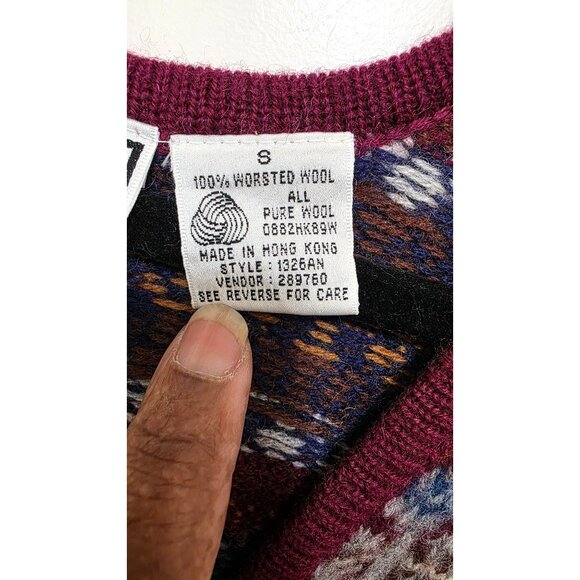 BP Nordstrom Women's Fair Isle 100% Wool Button-Front Sweater Vest S Burgundy Mu - Picture 6 of 7